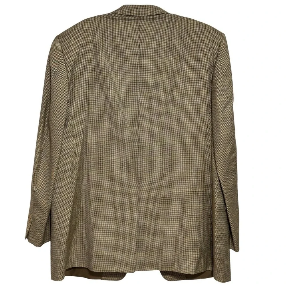 Hickey Freeman Blazer Mens Tan‎ Brown Wool Tailored Boardroom Micro Check 42L